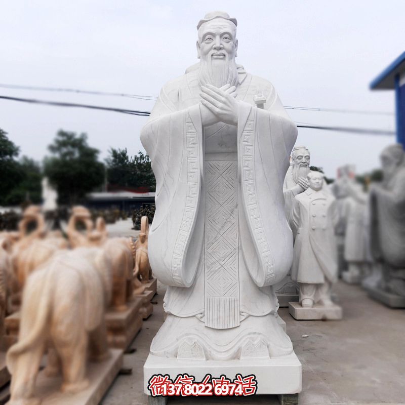 漢白玉孔子雕塑傳承中華文化，融入創(chuàng)意景區(qū)