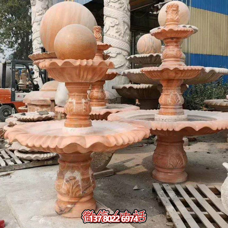 紅晚霞中式二層風(fēng)水球，讓你的庭院擺放流水轉(zhuǎn)運(yùn)風(fēng)水