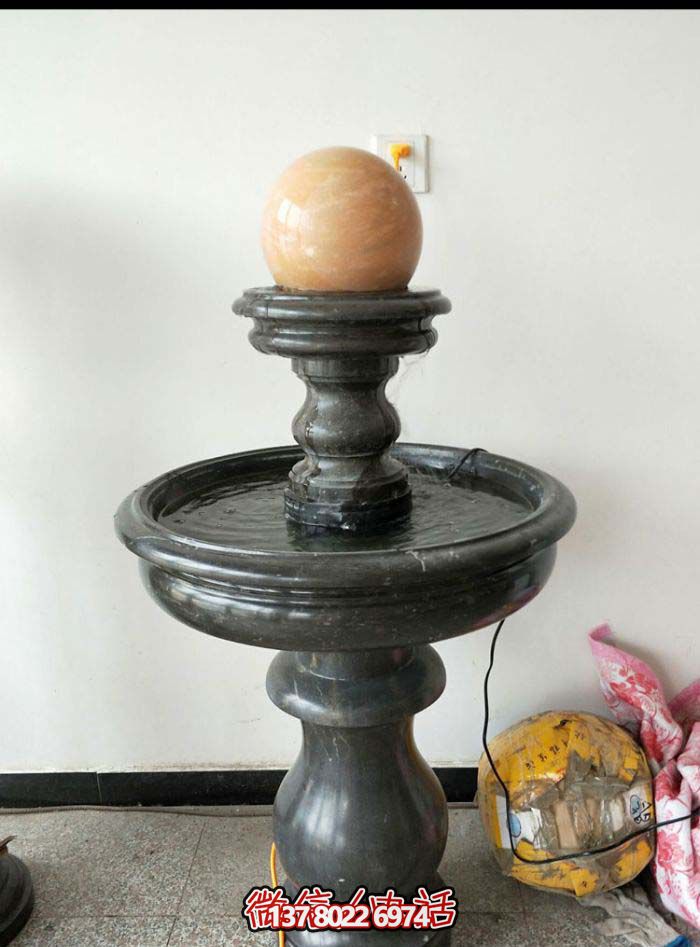 精美大理石黑色小型室內風水球石雕 精美大理石黑色小型室內風水球石雕