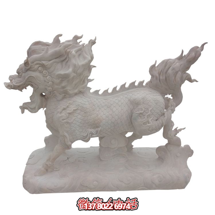 傳承漢白玉石雕麒麟雕塑，美化景區(qū)戶外環(huán)境