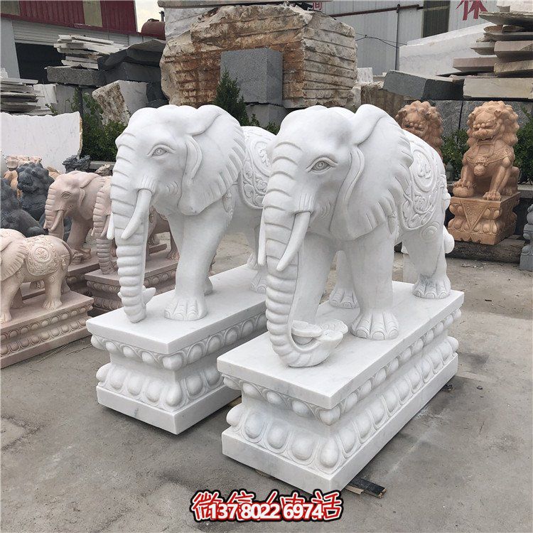 大理石石雕大型動物雕塑，點綴庭院別墅門口