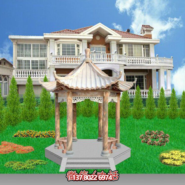 中式風(fēng)格涼亭，寧靜休息，美景欣賞