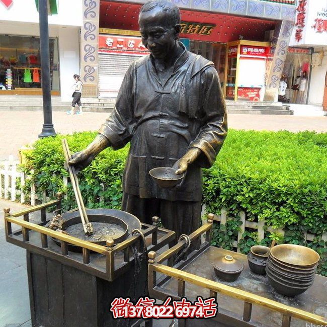 仿銅人物玻璃鋼小吃，給你無與倫比的景區(qū)體驗