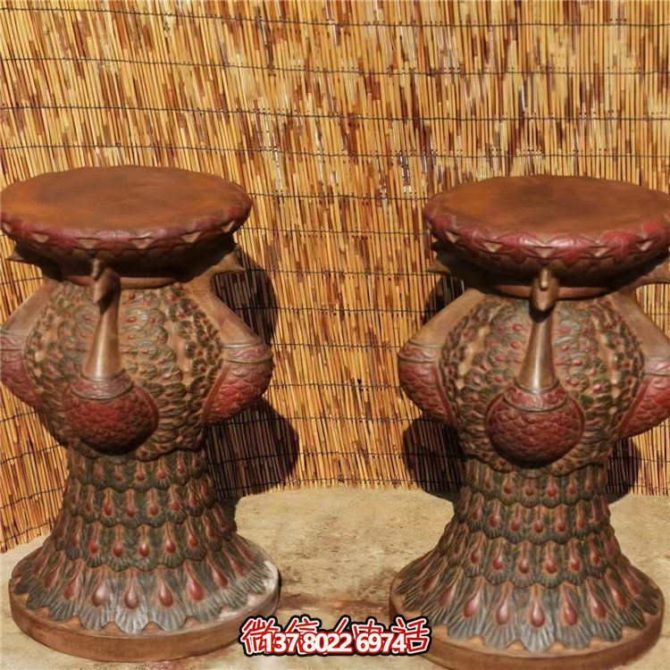 手工民俗精美青石孔雀花幾花架，打造寧靜優(yōu)雅的庭院室內(nèi)擺件