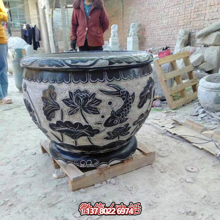 天然石頭缸，仿古雕刻，裝點家園