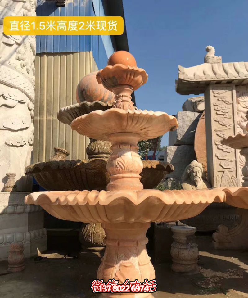 紅色晚霞風(fēng)水球石雕景觀噴泉，點(diǎn)亮小區(qū)美景