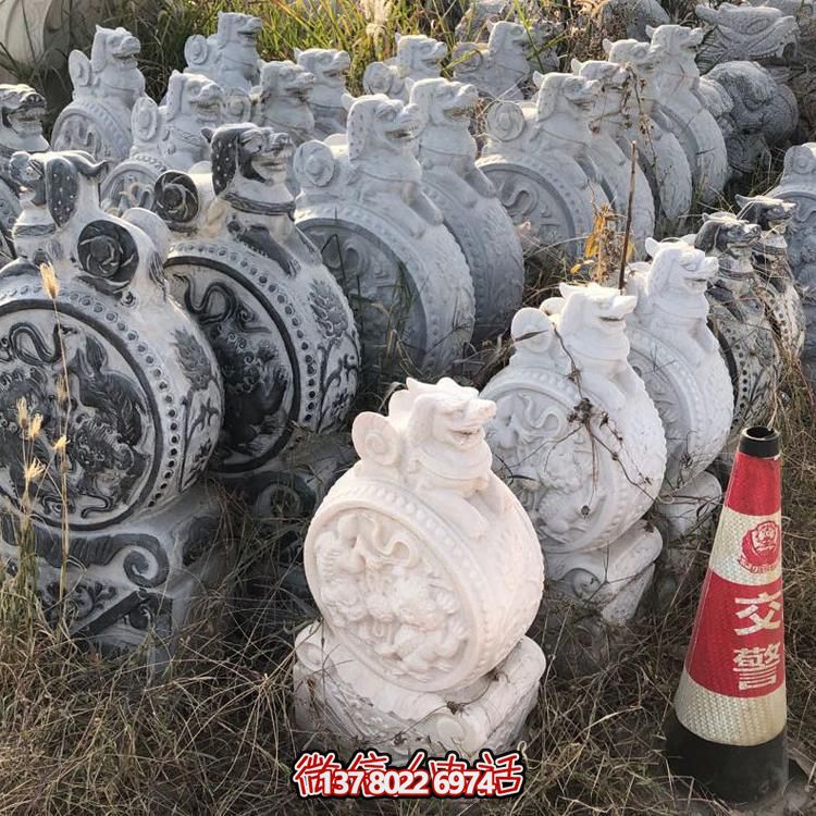 仿古青石獅子抱鼓石擺件，鎮(zhèn)宅庭院門口裝飾