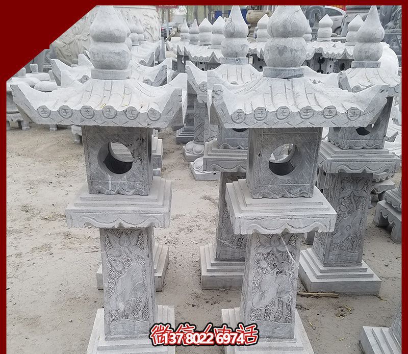 仿古石雕燈籠，裝飾戶外寺廟