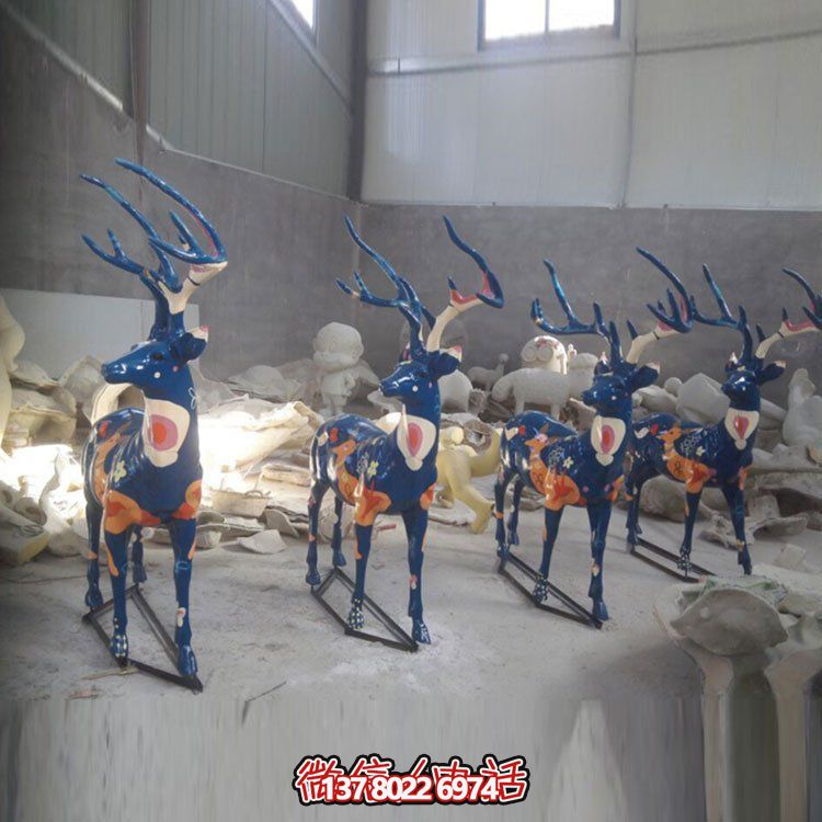 玻璃鋼梅花鹿彩繪擺件，把園林景觀裝點出夢幻色彩