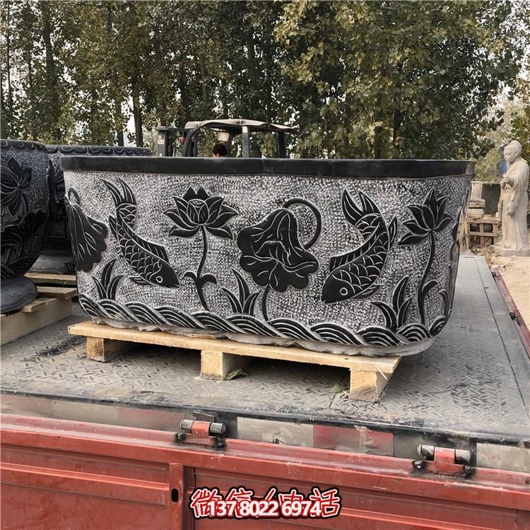 精美青石雕刻橢圓花盆，打造完美庭院戶外環(huán)境