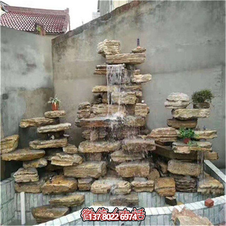 大型立式層流水假山石造景，給你驚艷的室外庭院廣場(chǎng)