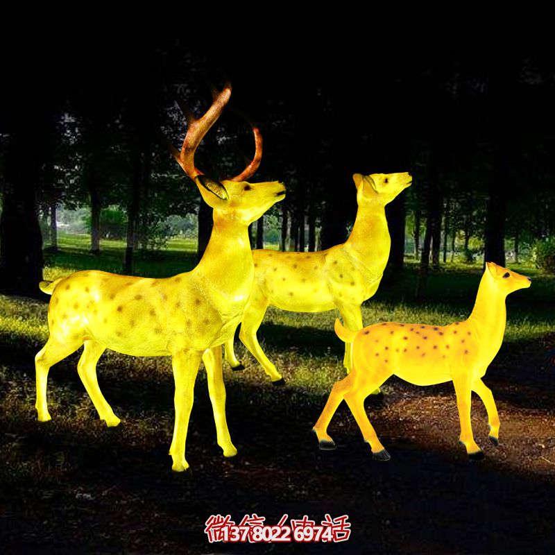 玻璃鋼梅花鹿雕塑照明，點(diǎn)亮夜晚的創(chuàng)意廣場(chǎng)