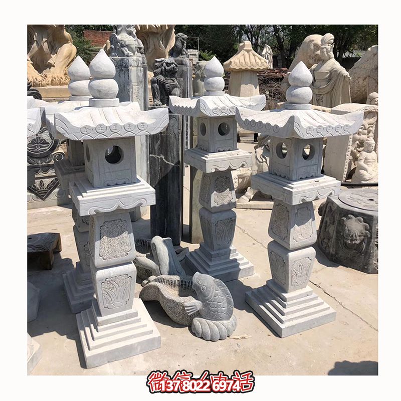 中式太陽(yáng)能石燈戶(hù)外裝飾擺件
