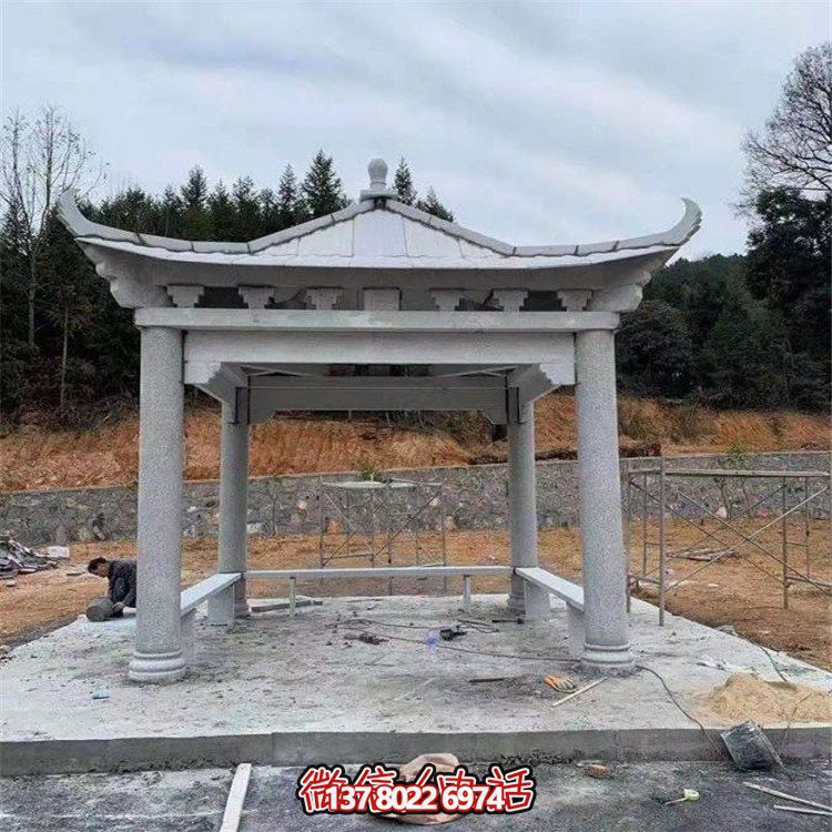 獨(dú)具魅力的石雕涼亭，點(diǎn)綴園林景觀