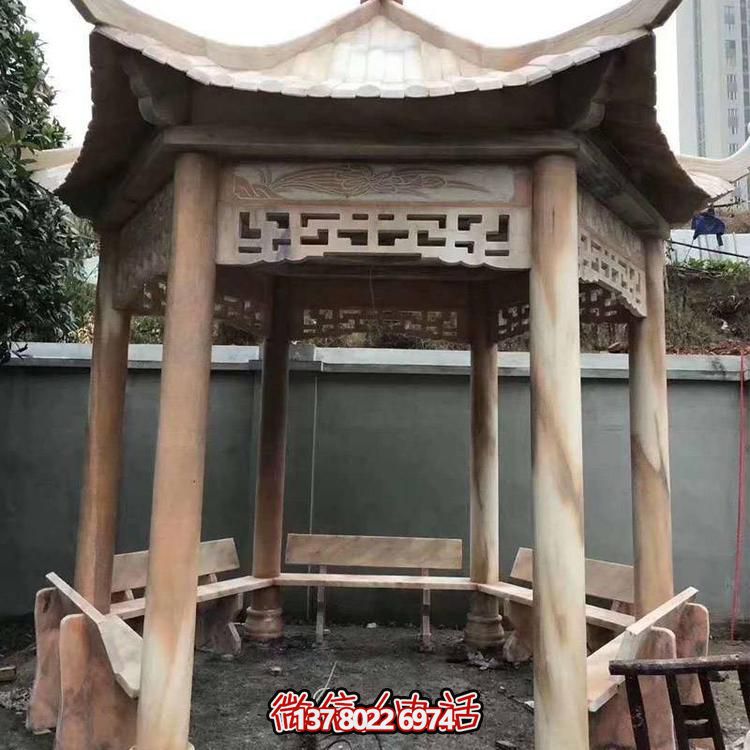 天然紅木雕刻涼亭，打造復(fù)古中式庭院休閑石亭