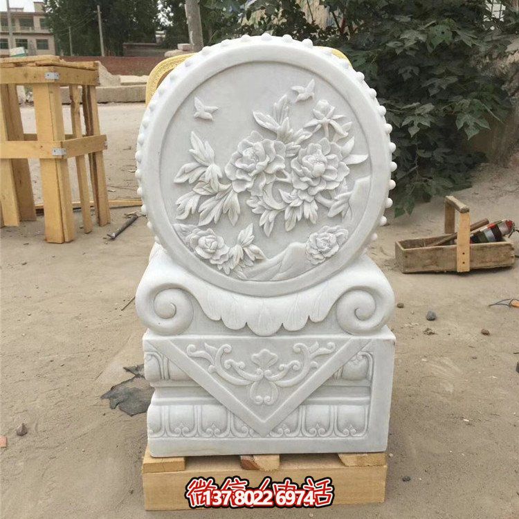 經(jīng)典石雕藝術(shù)，漢白玉石雕大理石門口門墩鎮(zhèn)宅鼓抱雕塑戶外裝飾