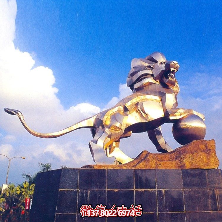 精美大型不銹鋼獅子雕像，為您的廣場增添亮點