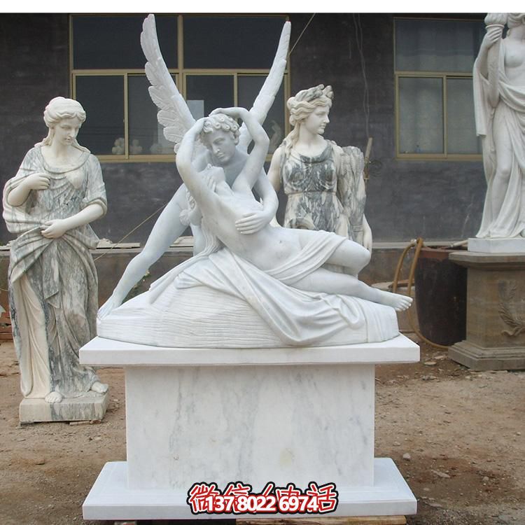 西方天使?jié)h白玉雕塑，美化景區(qū)廣場