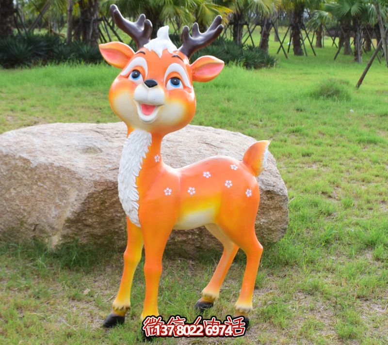 玻璃鋼制戶(hù)外梅花鹿彩繪站立雕塑