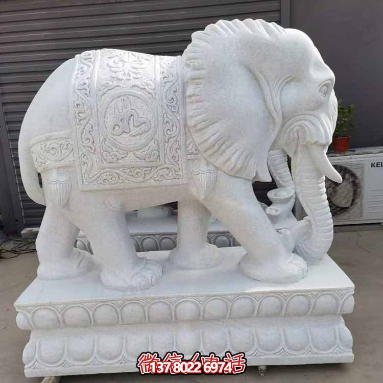 漢白玉雕塑藝術(shù)，景觀裝置招財大象