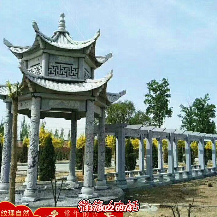 甄選優(yōu)質(zhì)大理石雙層涼亭，精美絕倫的雕塑美景