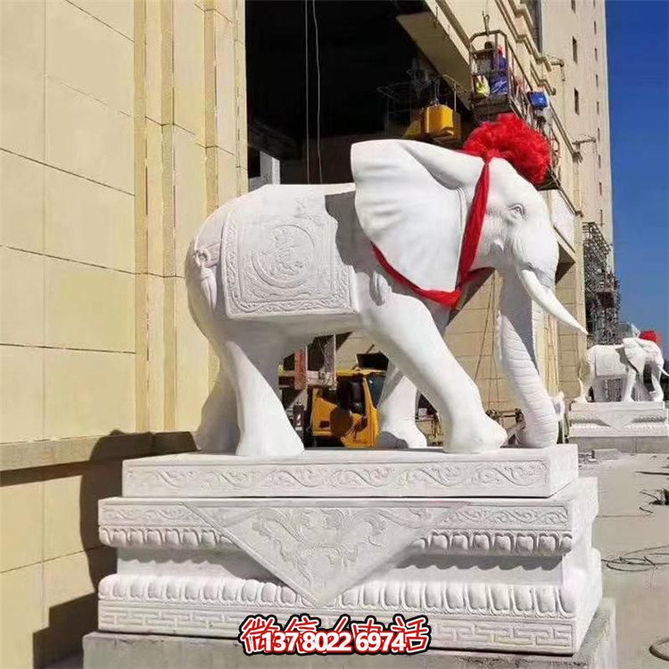 漢白玉石象雕塑，定制財神招風(fēng)水神