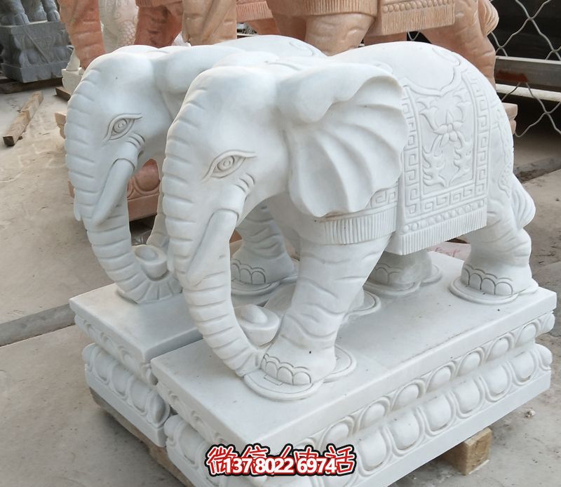 漢白玉雕塑，招財(cái)大象，令您鎮(zhèn)宅景區(qū)庭院更加迷人