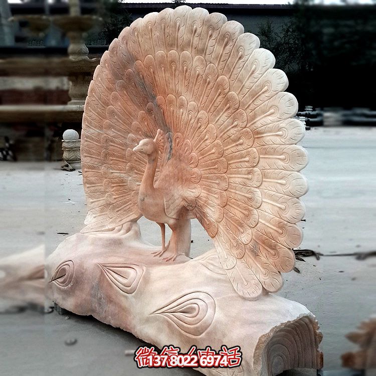 街道擺放的花崗石石雕創(chuàng)意孔雀雕塑 街道擺放的花崗石石雕創(chuàng)意孔雀雕塑