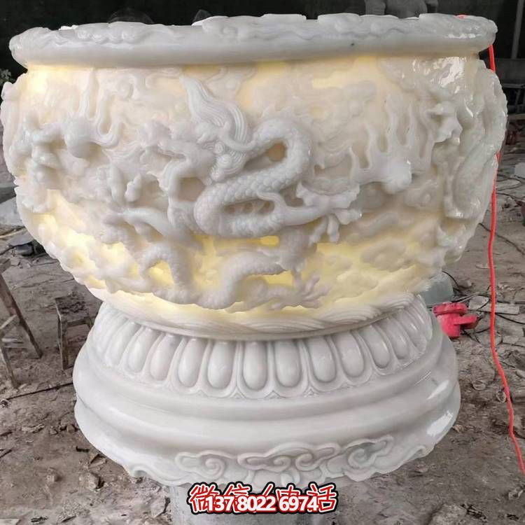 花盆石雕九龍壁魚(yú)缸庭院戶外聚寶盆石缸擺件