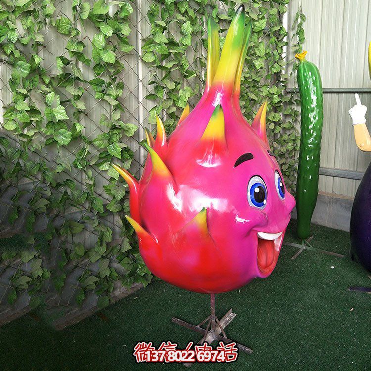 玻璃鋼火龍果，火龍果卡通公仔