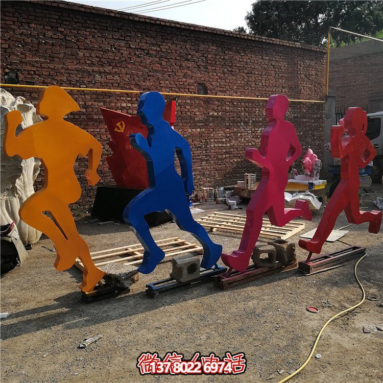 跑步，玻璃鋼剪影抽象人物運(yùn)動(dòng)雕塑