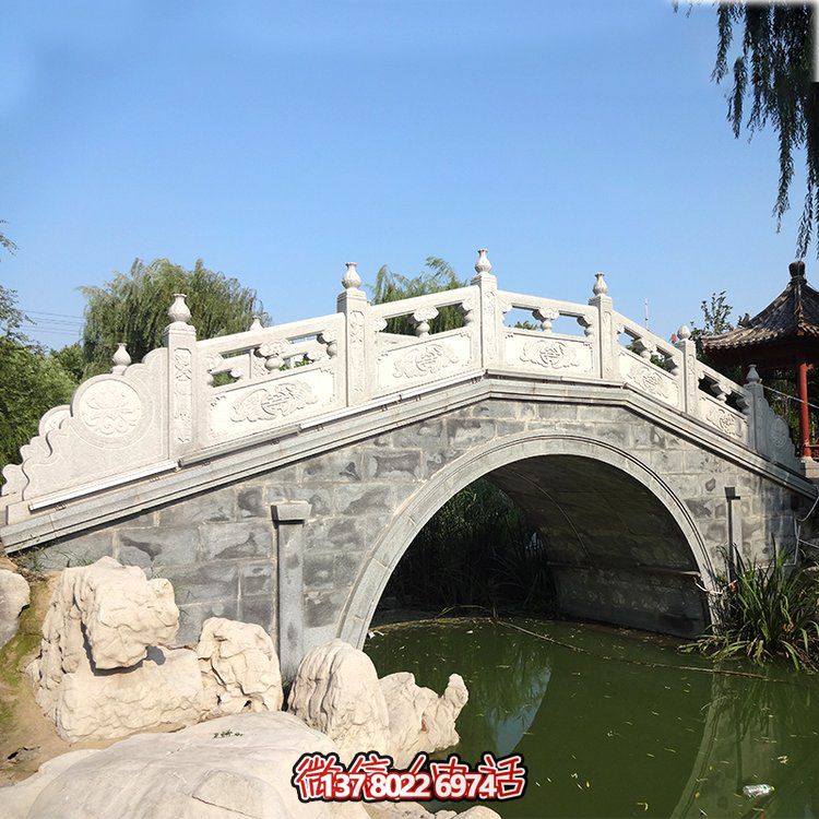 大理石石雕戶(hù)外園林景觀(guān)大型拱橋欄桿欄板雕塑