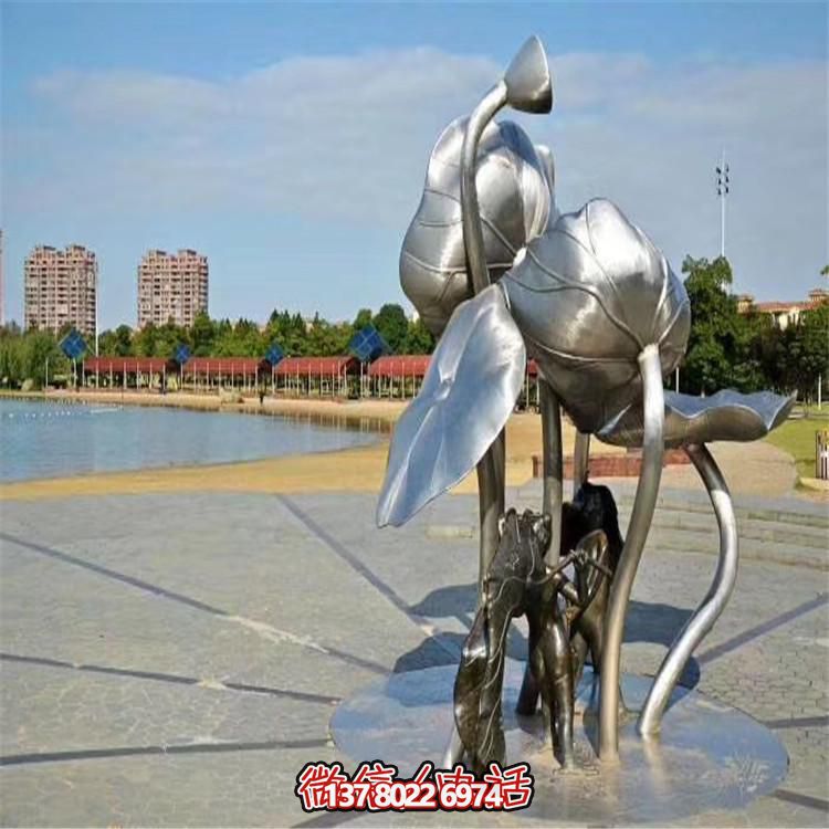 不銹鋼拉絲廣場(chǎng)園林?jǐn)[放荷葉蓮蓬景觀雕塑小品