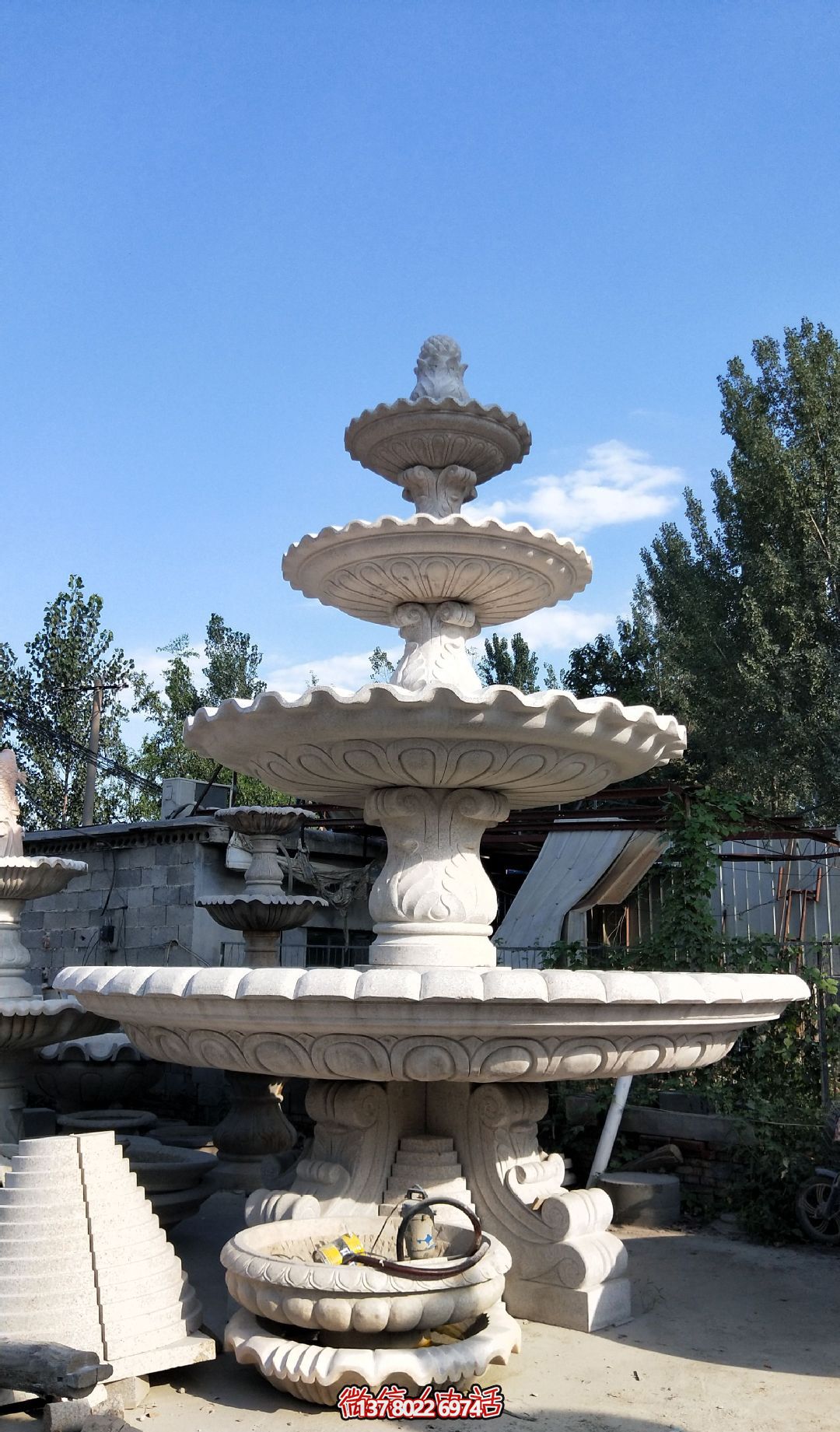 庭院石雕多層大理石風(fēng)水球噴泉雕塑 庭院石雕多層大理石風(fēng)水球噴泉雕塑