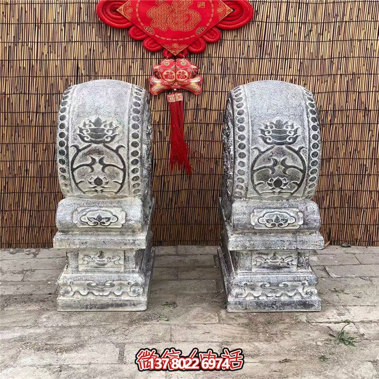 青石仿古抱鼓石，大理石古建大門門墩