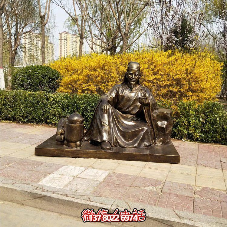 茶圣陸羽雕塑，玻璃鋼仿銅歷史名人情景雕塑